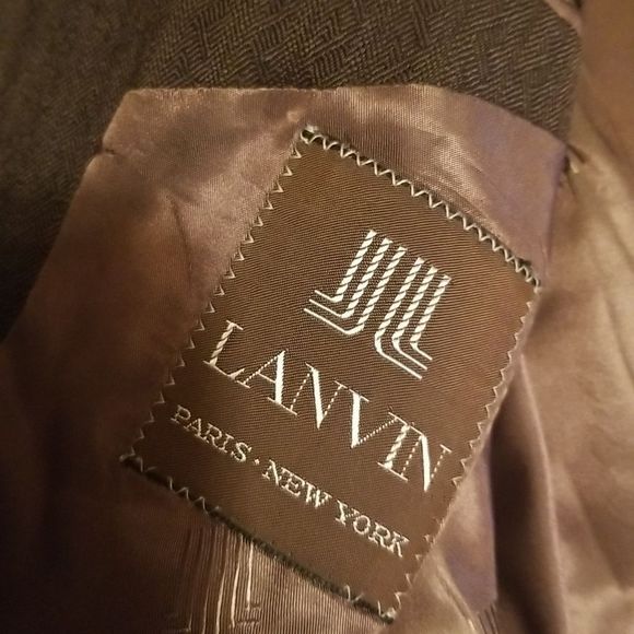 Lanvin Paris Brown Virgin Wool 2 Button Blazer Made In USA 40R Pattern - Picture 9 of 16